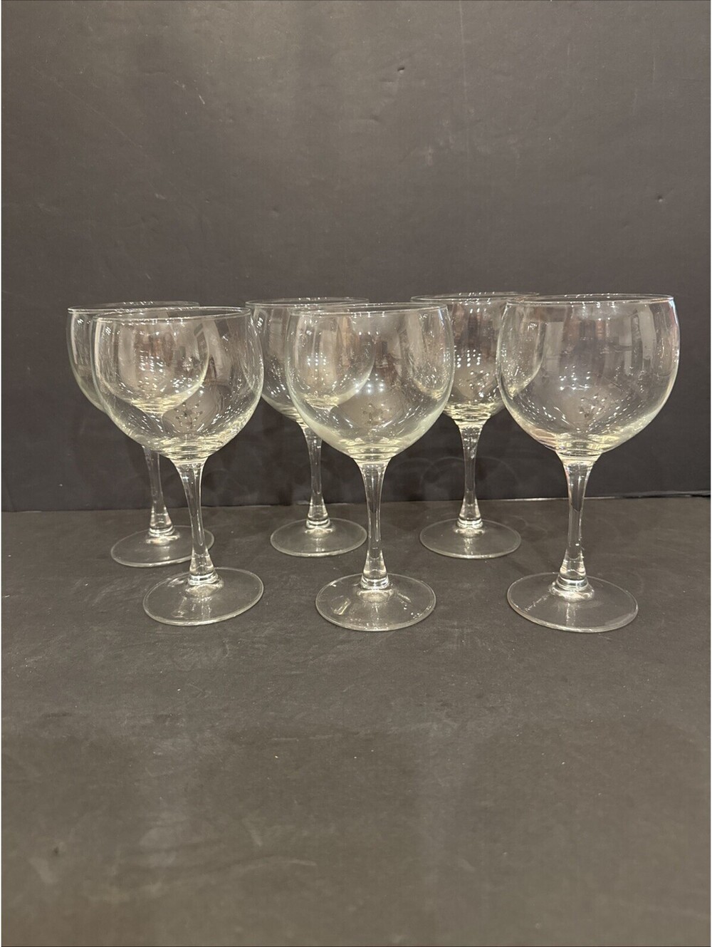 Set of 6 Balloon Wine Glasses Goblets Clear Classic Design 6.5” H